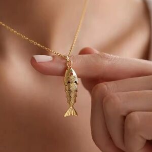 Gold Fish Pendant Necklace